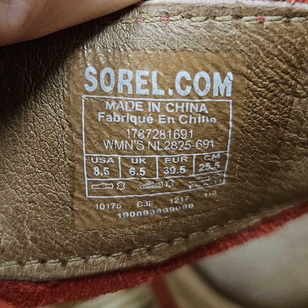 Sorel Joanie Ankle Lace Suede Wedge Sandals Red Women's Size 8.5 - Picture 5 of 8